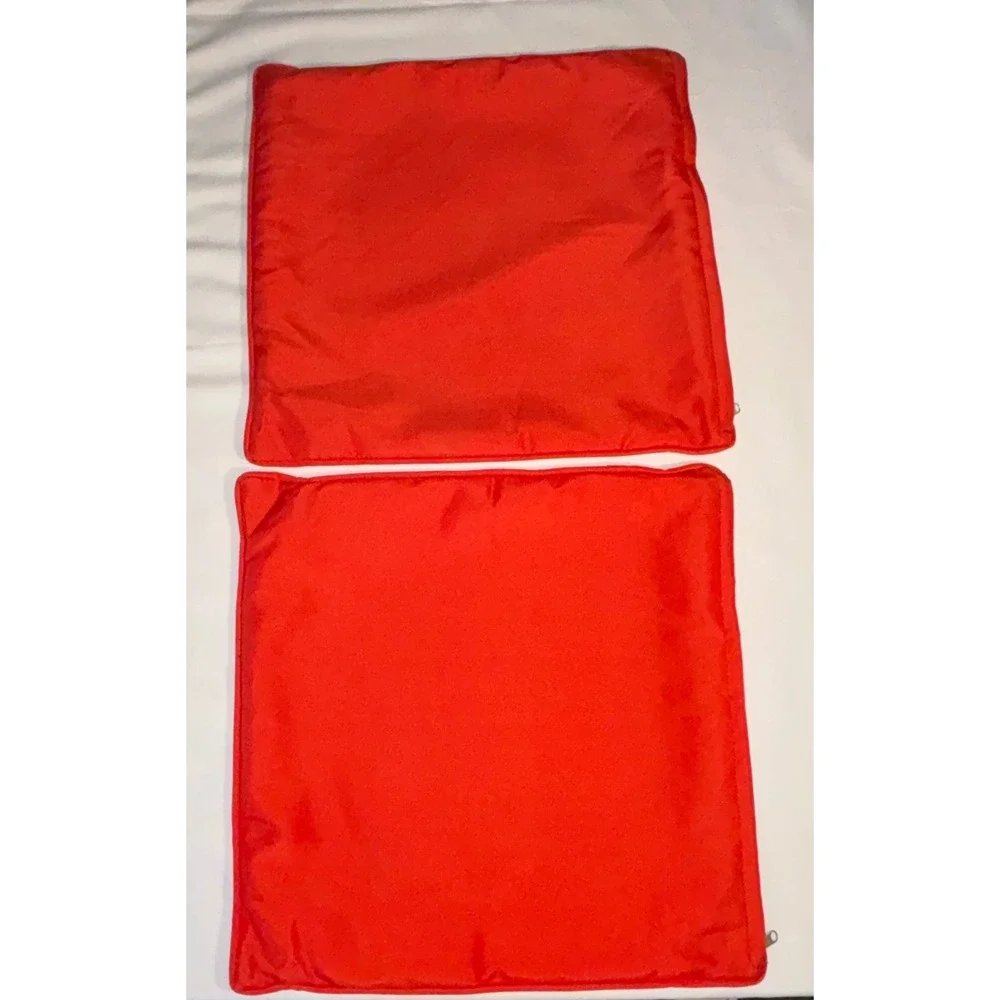Set of 2 Orange Square Throw Pillow Covers Outdoor Indoor Zippered. 16